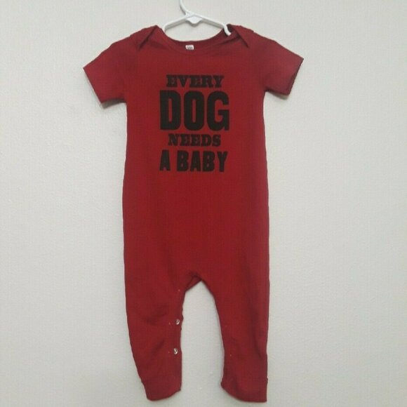 Okie Dokie Red and Black Footies One Piece - Picture 1 of 4